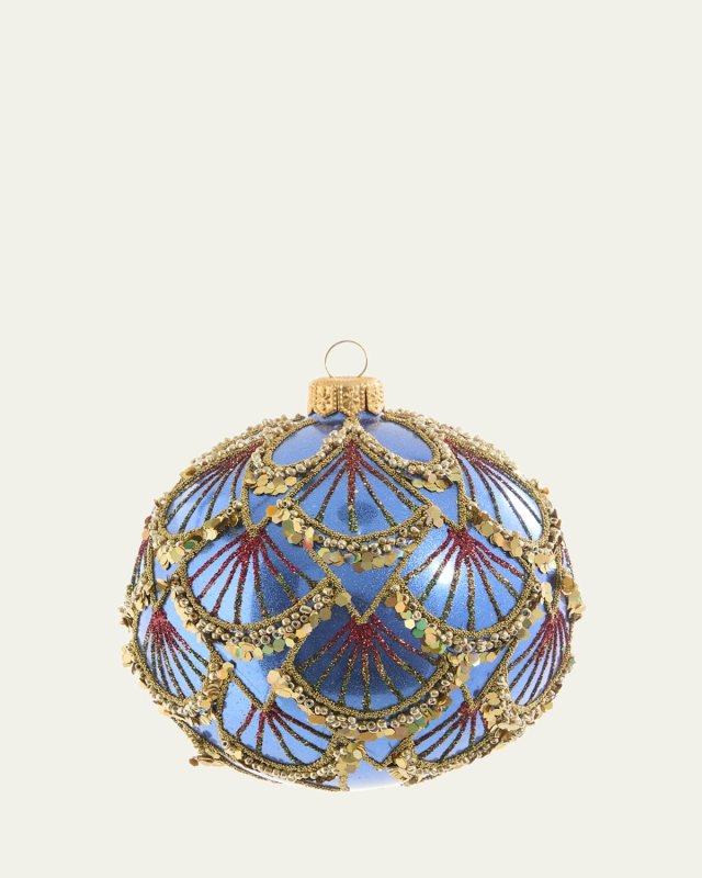 Blue & Gold Art Deco Ball Ornament